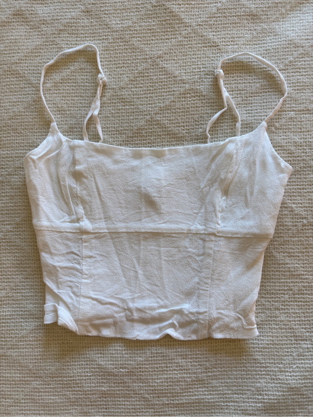 ARITZIA WILFRED LINEN BLEND CROPPED BUSTIER CAMISOLE TANK - WHITE